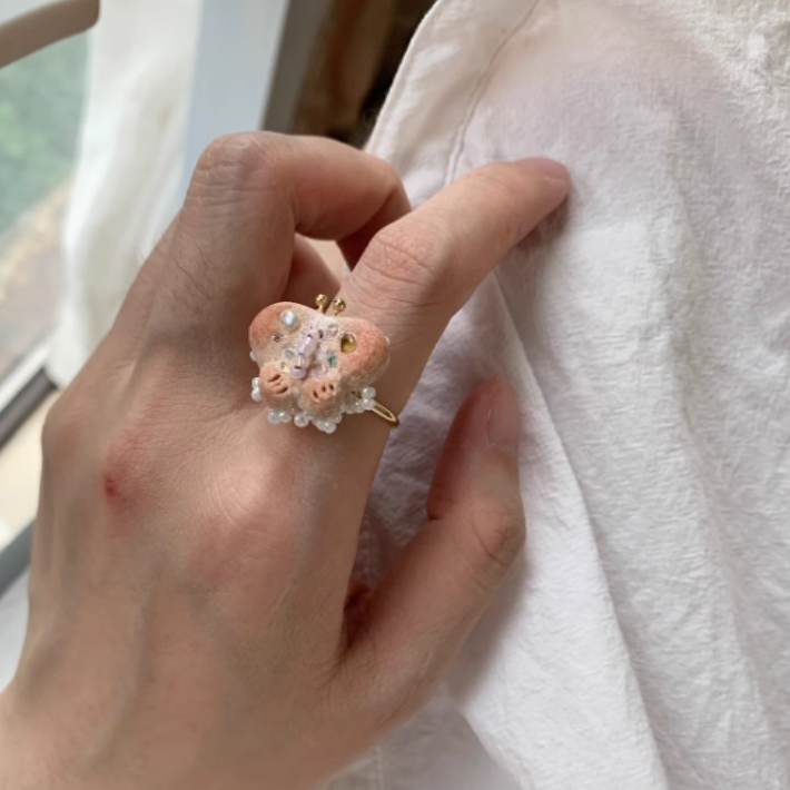 Original Handmade Clay Butterfly Ring Adjustable