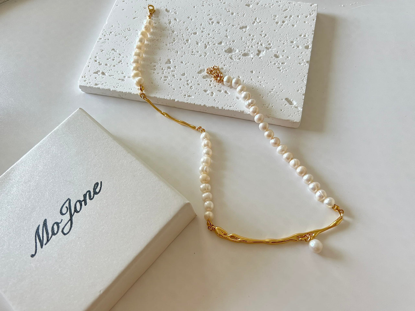 Handcrafted Natural Freshwater Pearl Necklace,18K Gold Over 925 Sterling Silver,Snowflake Obsidian Pendant,Daisy Pendant,Blue Cat's Eye Pendant,Baroque Pearl Pendant,Metal and Pearl Patchwork,Unique design