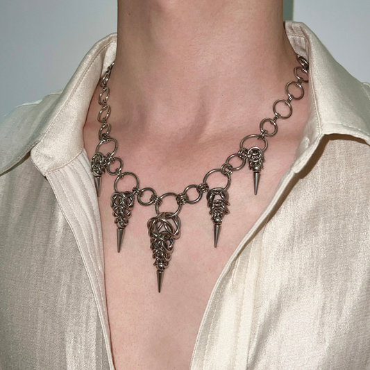 Handmade Titanium Steel Necklace Punk Gothic Thorns Metal Chain Necklace Jewelry for Men Women