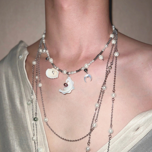 Handmade Pearl Shell Necklace Sea Shell Pearl Chain Necklace Summer Beach Jewelry for Women Wedding Party