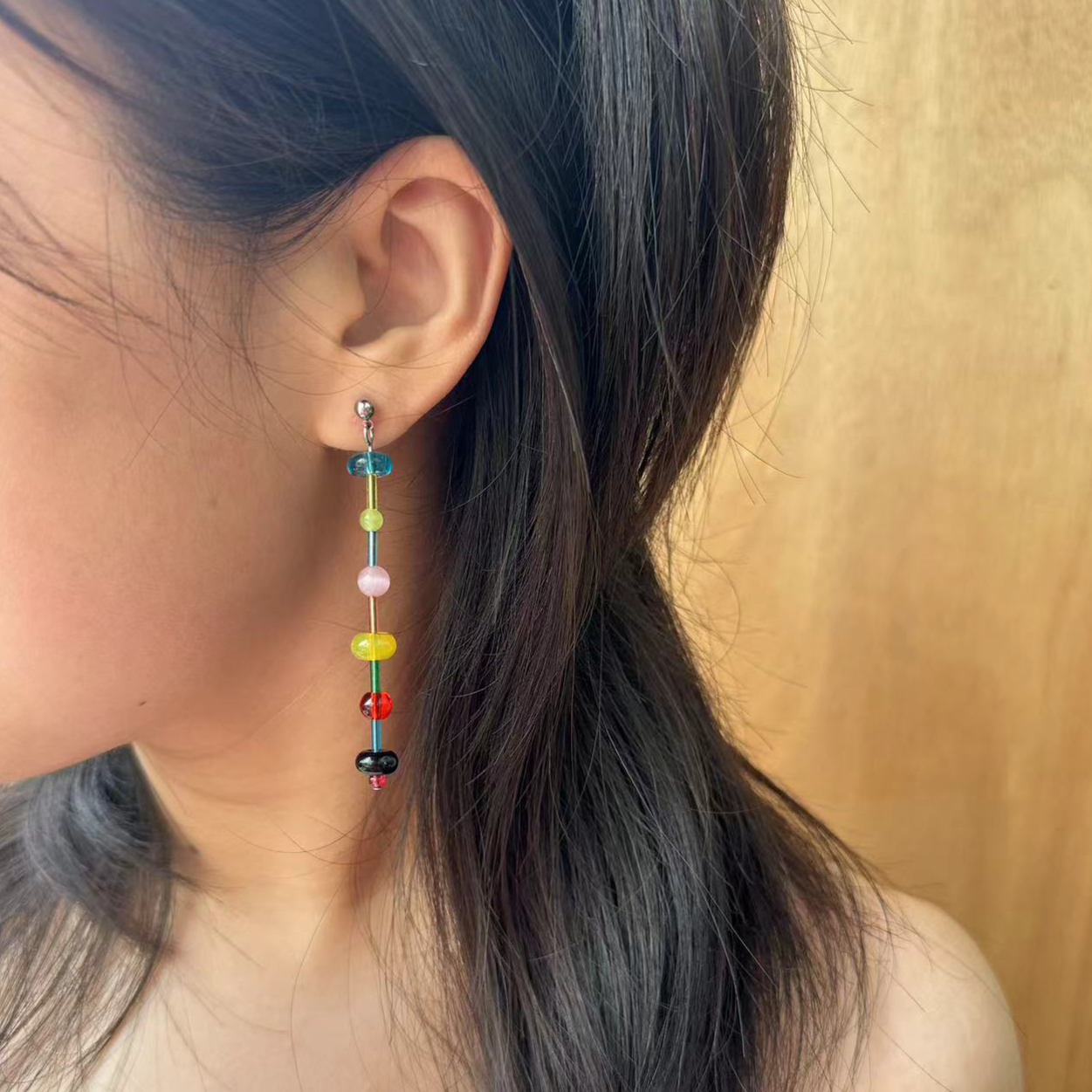 Coloured Glaze Earrings - Long Colorful Beads Earrings, Trendy Summer Beach Vacation Jewelry