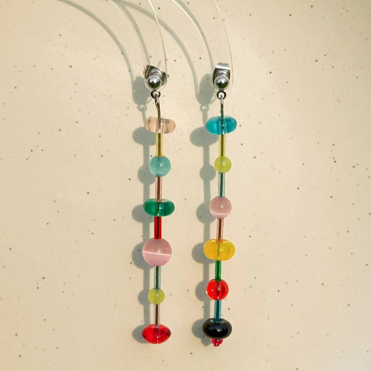 Coloured Glaze Earrings - Long Colorful Beads Earrings, Trendy Summer Beach Vacation Jewelry