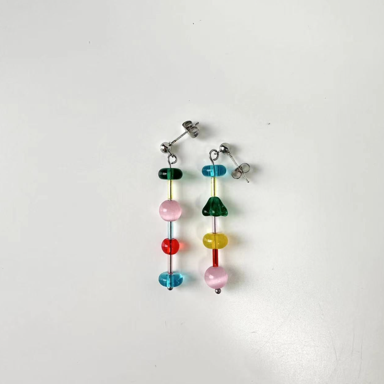 Coloured Glaze Earrings - Long Colorful Beads Earrings, Trendy Summer Beach Vacation Jewelry