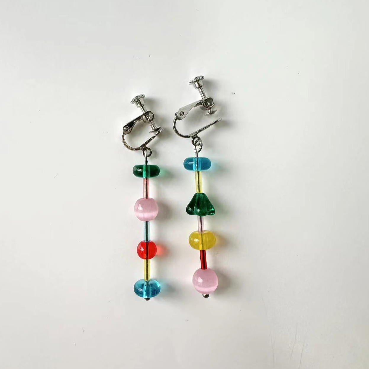Coloured Glaze Earrings - Long Colorful Beads Earrings, Trendy Summer Beach Vacation Jewelry
