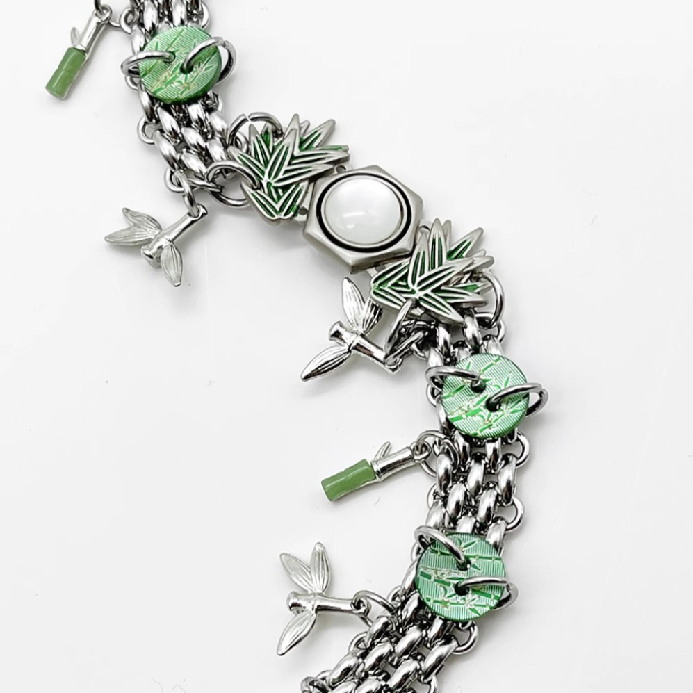 Niche "Bamboo" Button Choker Titanium Steel Chinese Punk Neck Chain Necklace