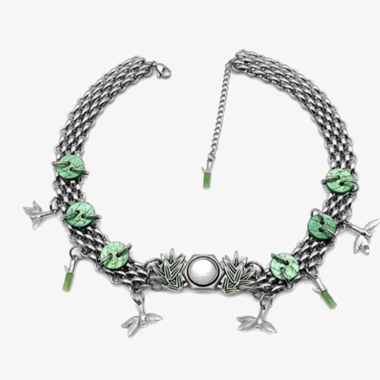 Niche "Bamboo" Button Choker Titanium Steel Chinese Punk Neck Chain Necklace