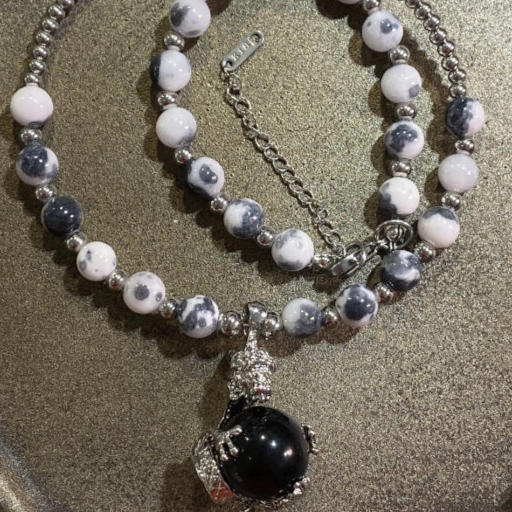 Vintagepunk Black Dragon Bead Silver Necklace,Y2Knecklace,Niche-Style Handcrafted Necklace,A Perfect and Special Gift