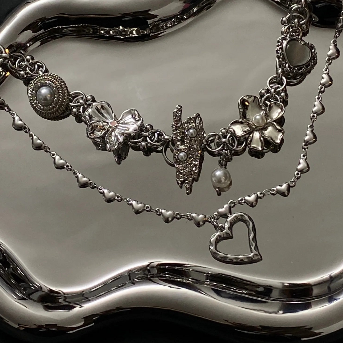 Pink Heart-shaped Titanium Steel Necklace Watch Necklace