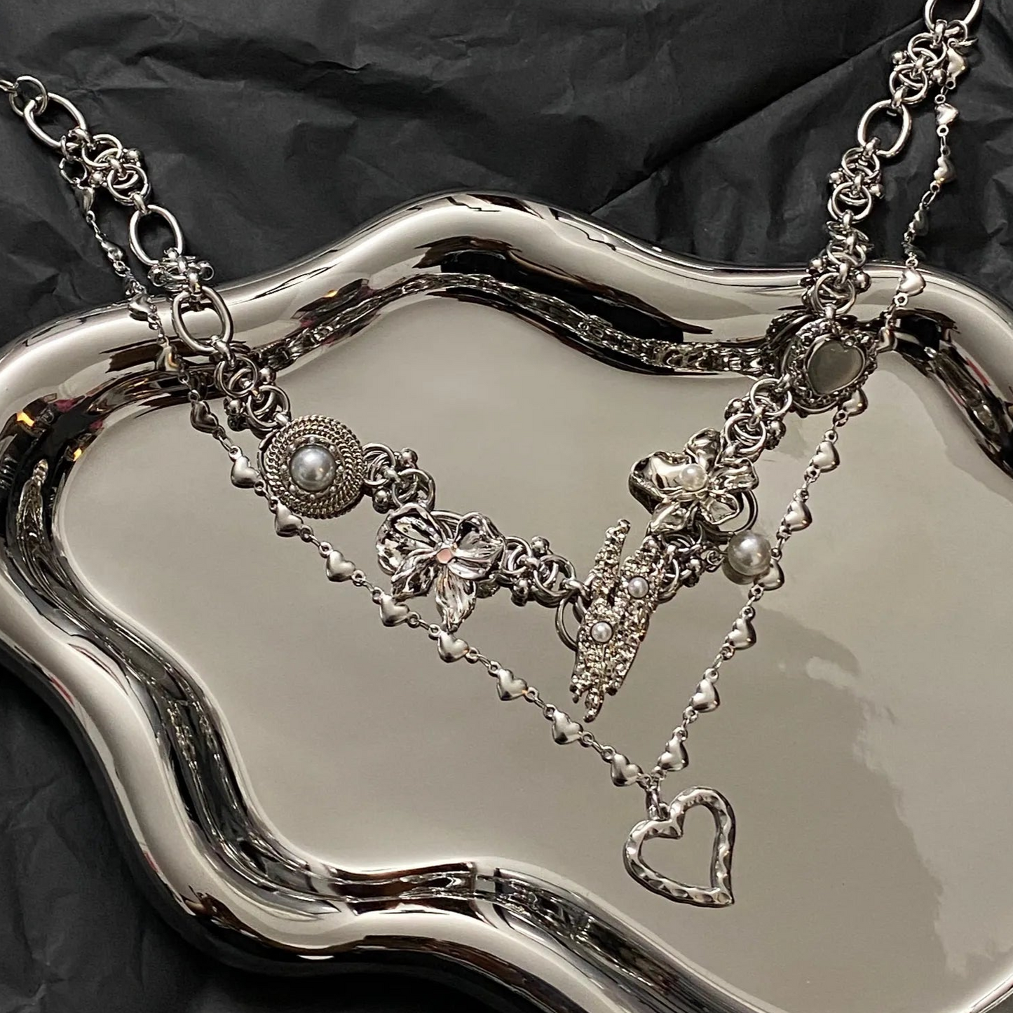 Pink Heart-shaped Titanium Steel Necklace Watch Necklace