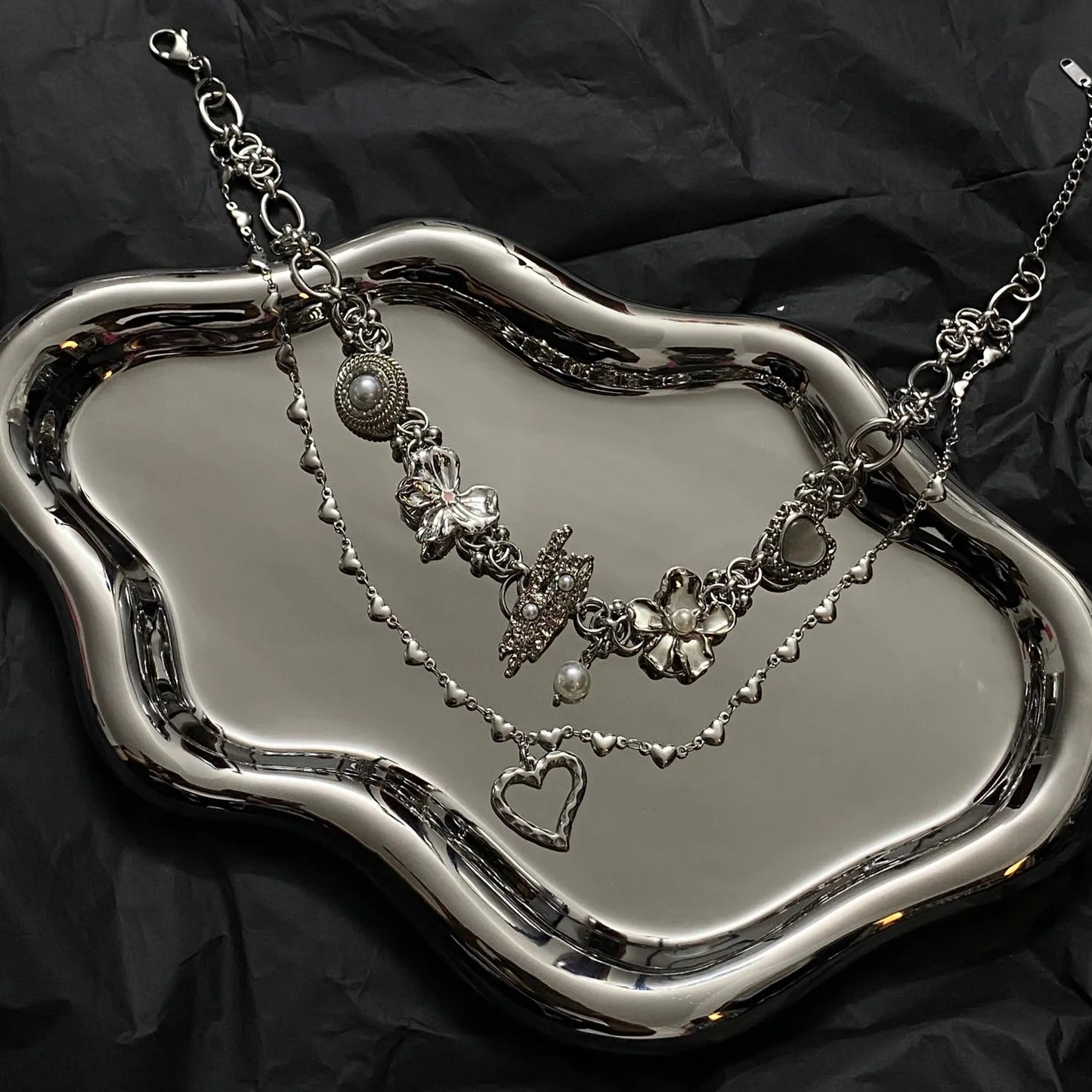 Pink Heart-shaped Titanium Steel Necklace Watch Necklace