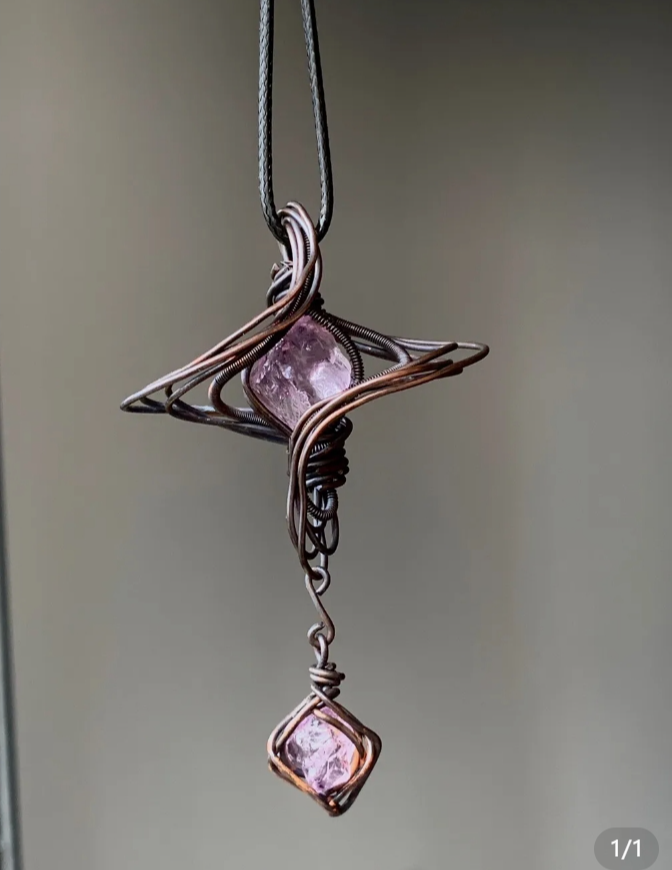 MoJone Original Handmade Vintage Universe and Star Purple Pendant, Natural Stone and Silver-plated Necklace