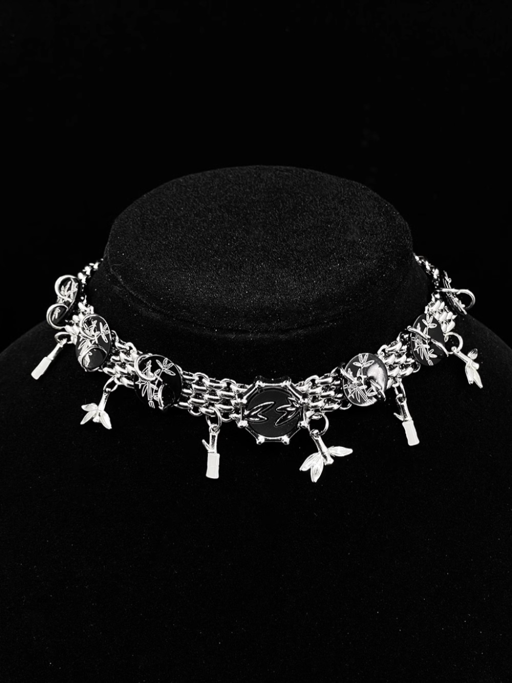 Original Handmade Niche Black Bamboo Choker, Chinese Punk Titanium Steel Necklace, Clavicle Chain