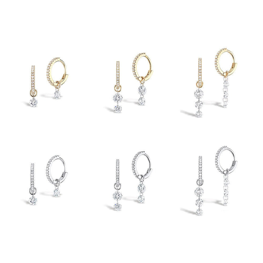 S925 Sterling Silver Zircon Pendant Hoop Earrings, Luxurious & Stylish, Versatile Everyday Accessory