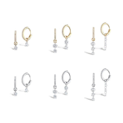 S925 Sterling Silver Zircon Pendant Hoop Earrings, Luxurious & Stylish, Versatile Everyday Accessory