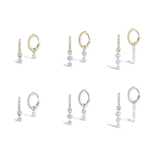 S925 Sterling Silver Zircon Pendant Hoop Earrings, Luxurious & Stylish, Versatile Everyday Accessory