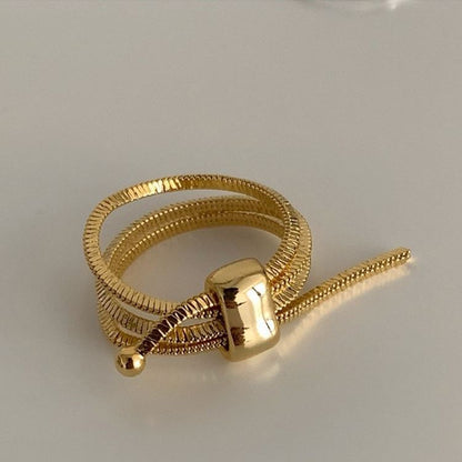 Vintage Multi-layer Chain Metal Open Ring, Women's Fashion Statement, Adjustable Chain Band