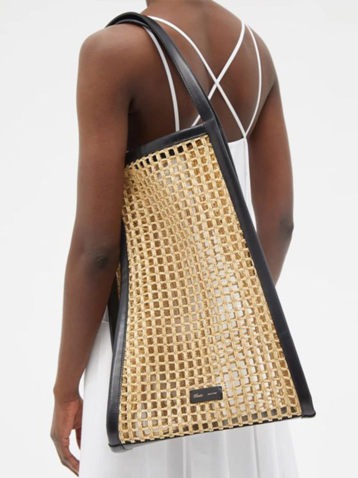 Summer Rattan Tote, Oversized Beach Bag, Openwork Woven Shoulder Bag, Large Capacity for Women