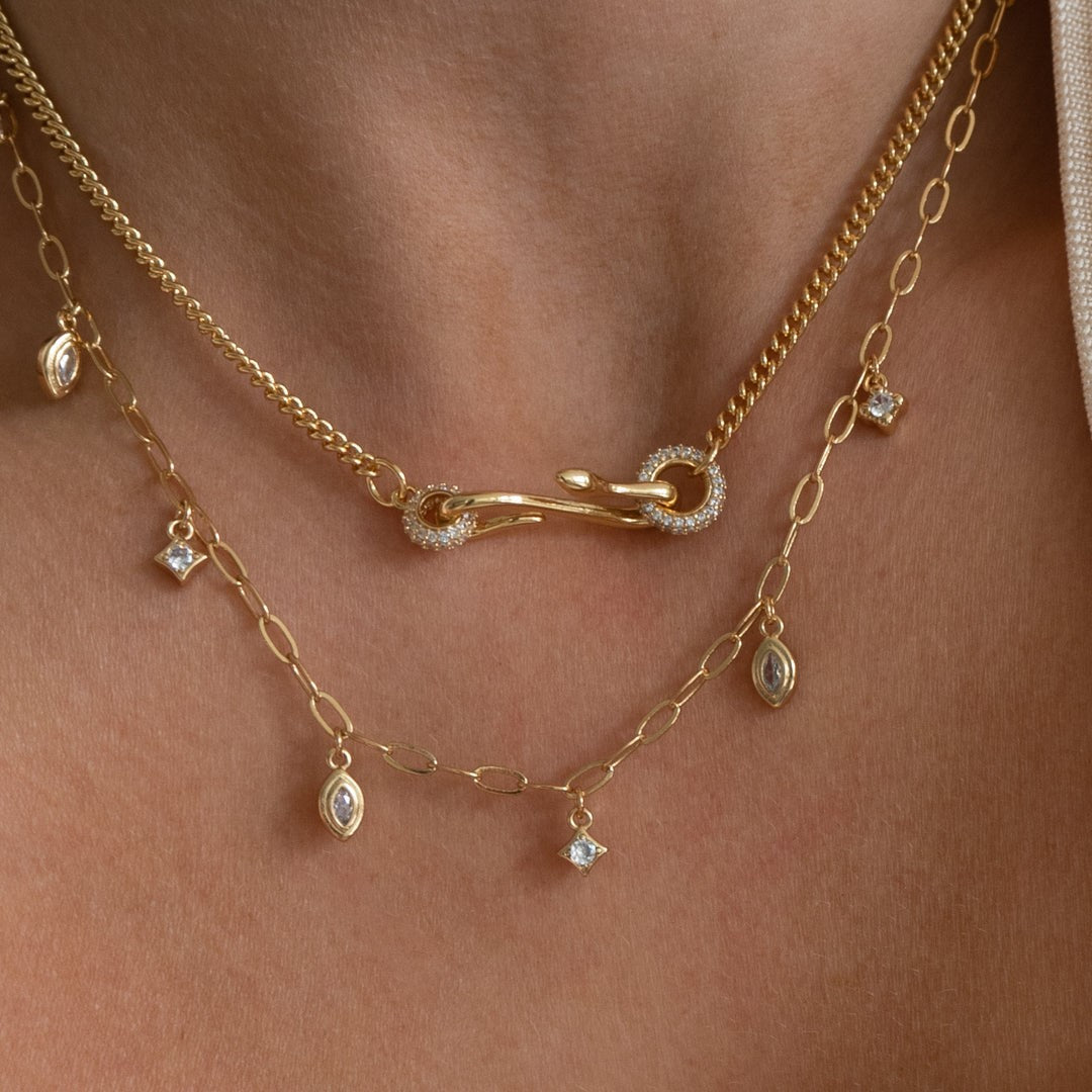 Serpent Design Zirconia Pendant Necklace