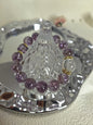 Stretchy Bead Amethyst and Clear Quartz Bracelet, Lavender and White Crystals, Adjustable for 16cm Wrist