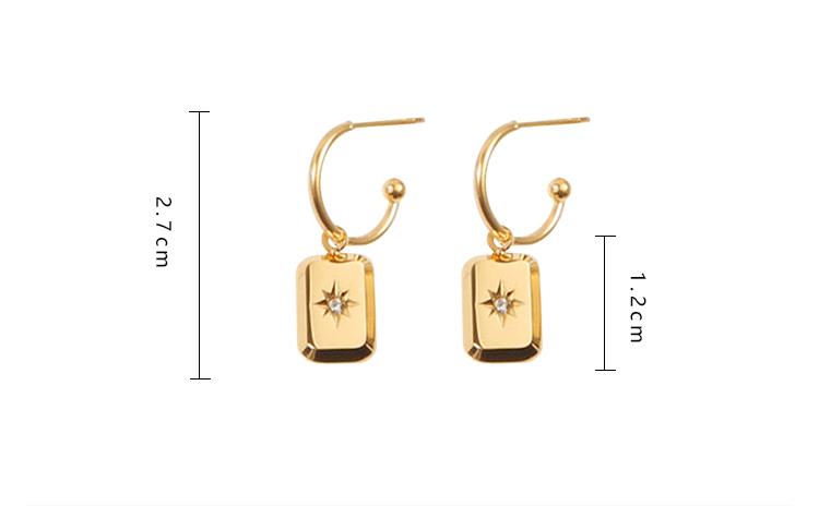 Titanium Steel 18K Gold-Plated Earrings, Sparkling Arctic Star Block Pendant, Hypoallergenic