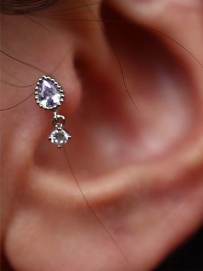 Mermaid Tear Drop Earrings, Vintage Small Baroque, Alloy & Crystal, Ear Cuff Studs 1.2mm