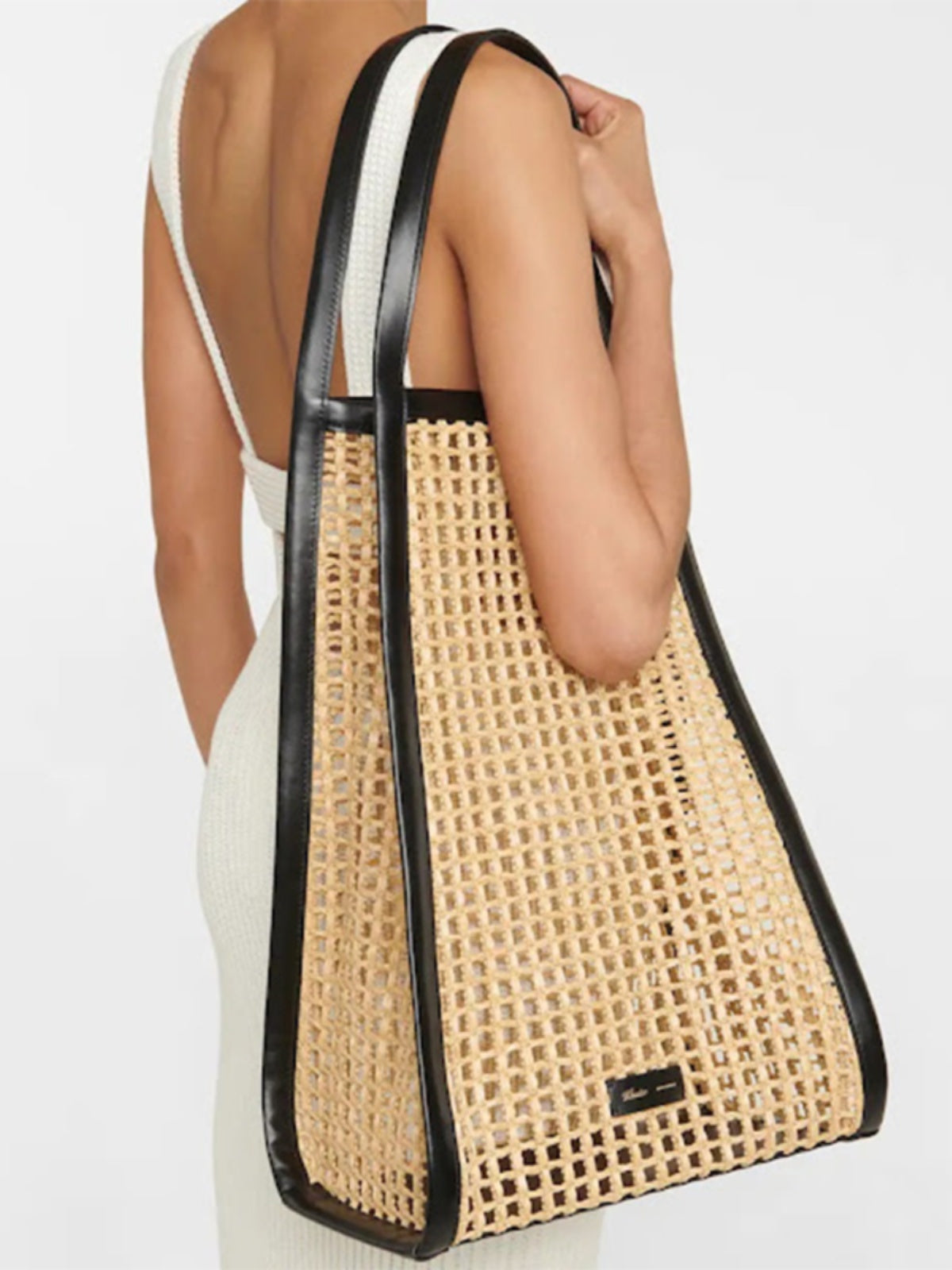 Summer Rattan Tote, Oversized Beach Bag, Openwork Woven Shoulder Bag, Large Capacity for Women