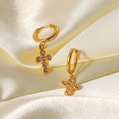 18K Gold-Plated Titanium Steel Earrings with AAA Zirconia and Pearls