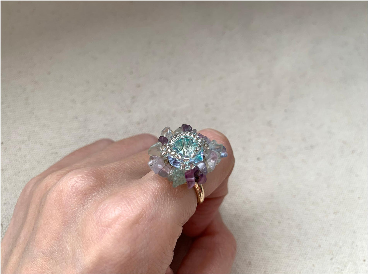 Vintage Elegant Natural Stone Ring, Lavender-Purple Zircon, Woman's Perfect Gift for Holidays