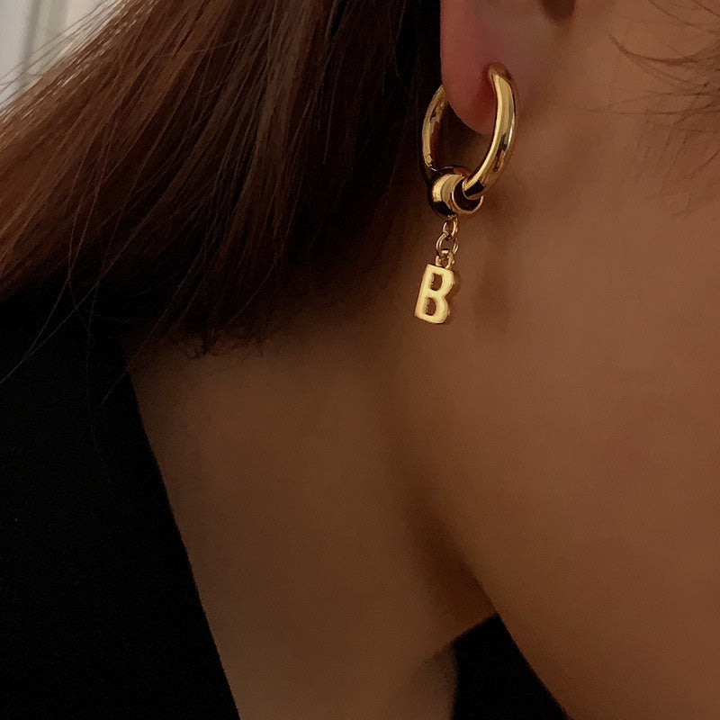Geometric Brass Hip-Hop Letter B Earrings, Retro Ear Cuff