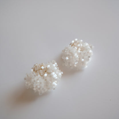 Handmade Vintage Bead Earrings, White Studs and Clips