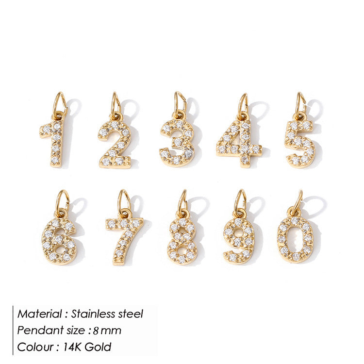Personalized Zirconia Number and Letter Pendant Necklace