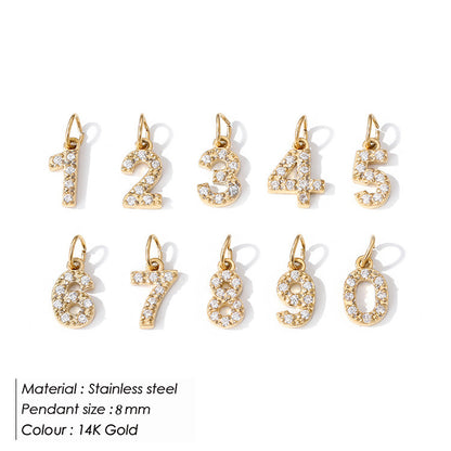 Personalized Zirconia Number and Letter Pendant Necklace