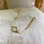Vintage Pearl Chain Watch, Natural Pearls, Mother-of-Pearl Dial, Retro Quartz Watch for Women
