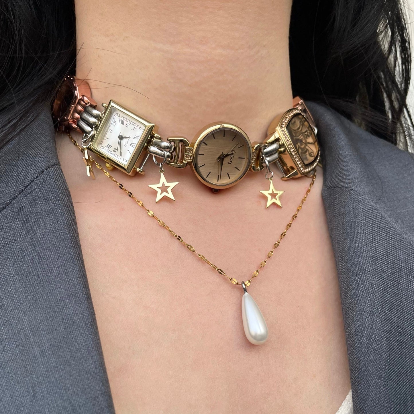 Niche Watch Pendant Titanium Steel Cyberpunk Design Necklace Unisex