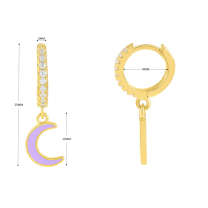 Moon Lightning Copper-Plated Earrings, Statement Copper Plated Jewelry