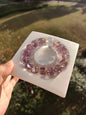 Stretchy Bead Amethyst and Clear Quartz Bracelet, Lavender and White Crystals, Adjustable for 16cm Wrist