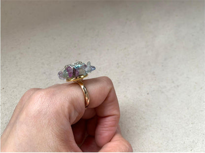 Vintage Elegant Natural Stone Ring, Lavender-Purple Zircon, Woman's Perfect Gift for Holidays