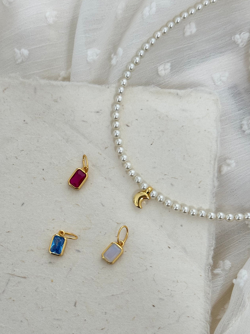 Rainbow Zirconia Sweet and Cool Pearl Necklace with Letter and Geometric Silver Pendants DIY Layered Choker  Description: