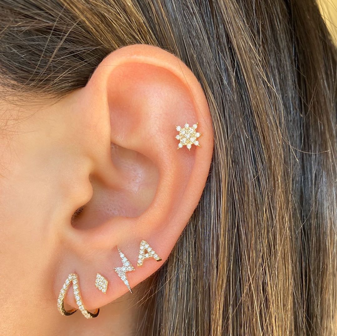 26-Letter Alphabet Stud Earrings, Micro Pave Zirconia, Genuine Gold-Plated Jewelry