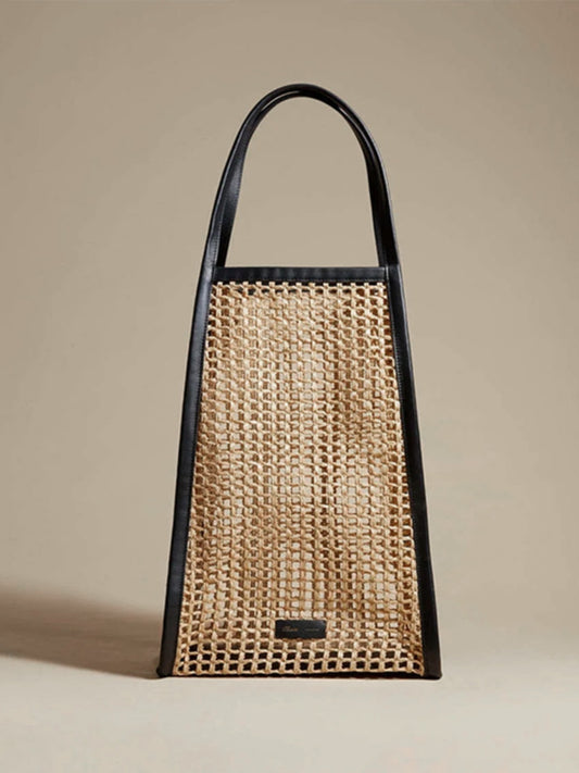 Summer Rattan Tote, Oversized Beach Bag, Openwork Woven Shoulder Bag, Large Capacity for Women