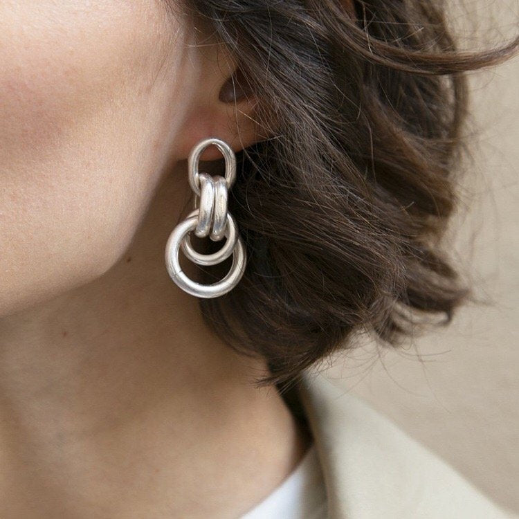 Minimalist Versatile Hoop Earrings, Vintage Metal Circle Tassel, Elegant Dripping Charms