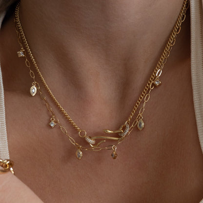 Serpent Design Zirconia Pendant Necklace