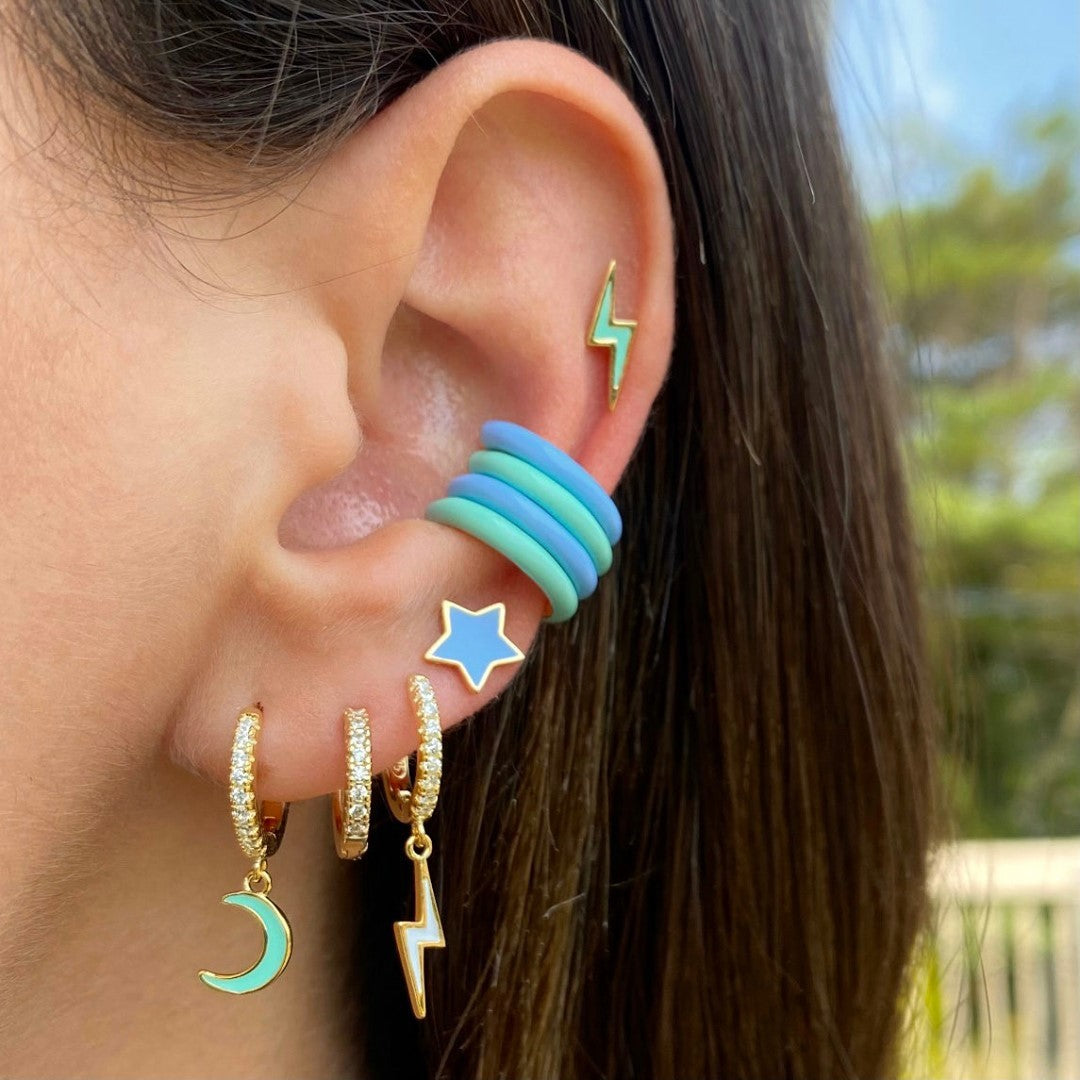 Moon Lightning Copper-Plated Earrings, Statement Copper Plated Jewelry