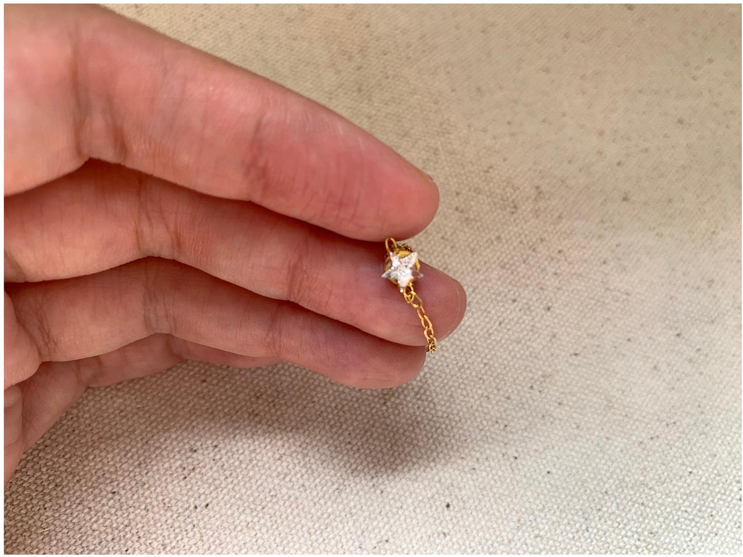 Minimalist Chain Star Zircon Ring, Adjustable Size, 48-65mm