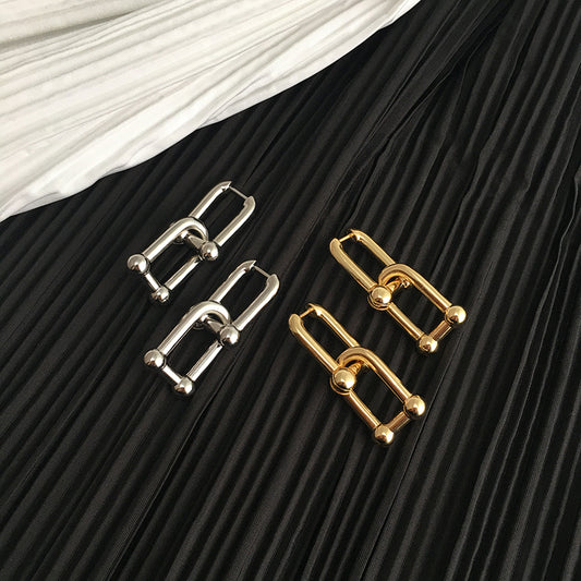 Classic U-Shape Hoop Earrings, 18K Gold-Plated Copper, Minimalist Luxury Style