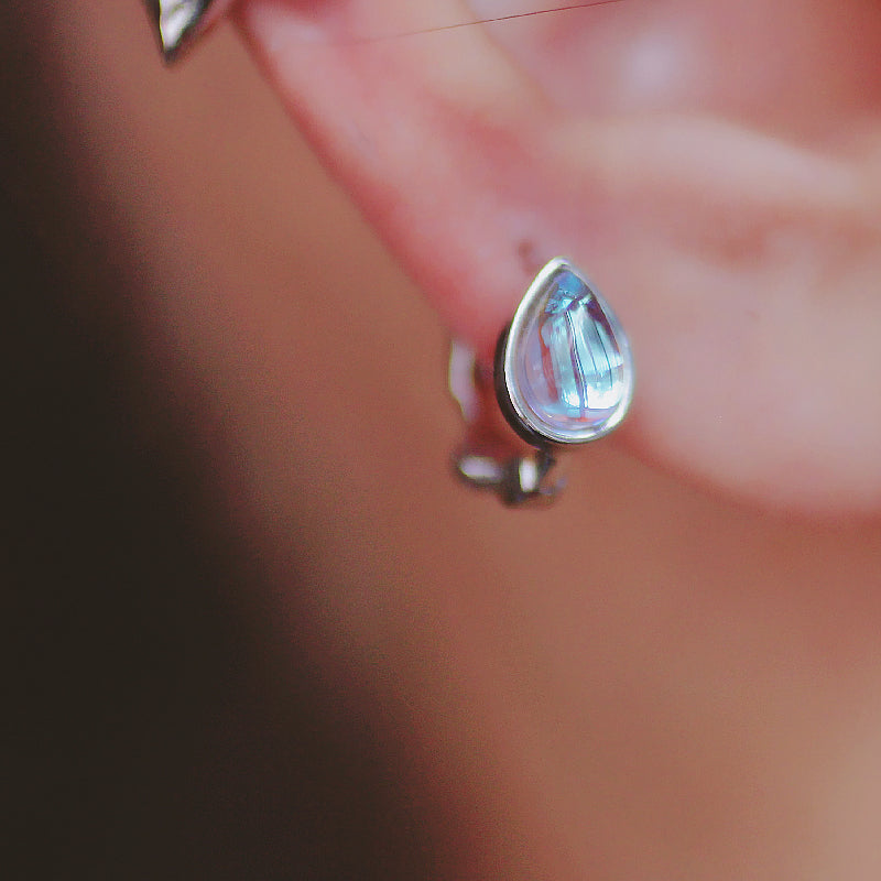 Mermaid Teardrop Ear Cuff, Moonlight Drip Design, 925 Sterling Silver with 1mm Post