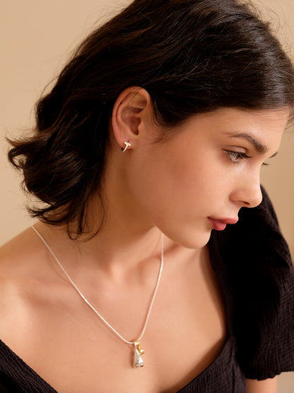 Minimalist Stylish T-Shape Hoop Earrings, White Enamel Polished, High-End Quality