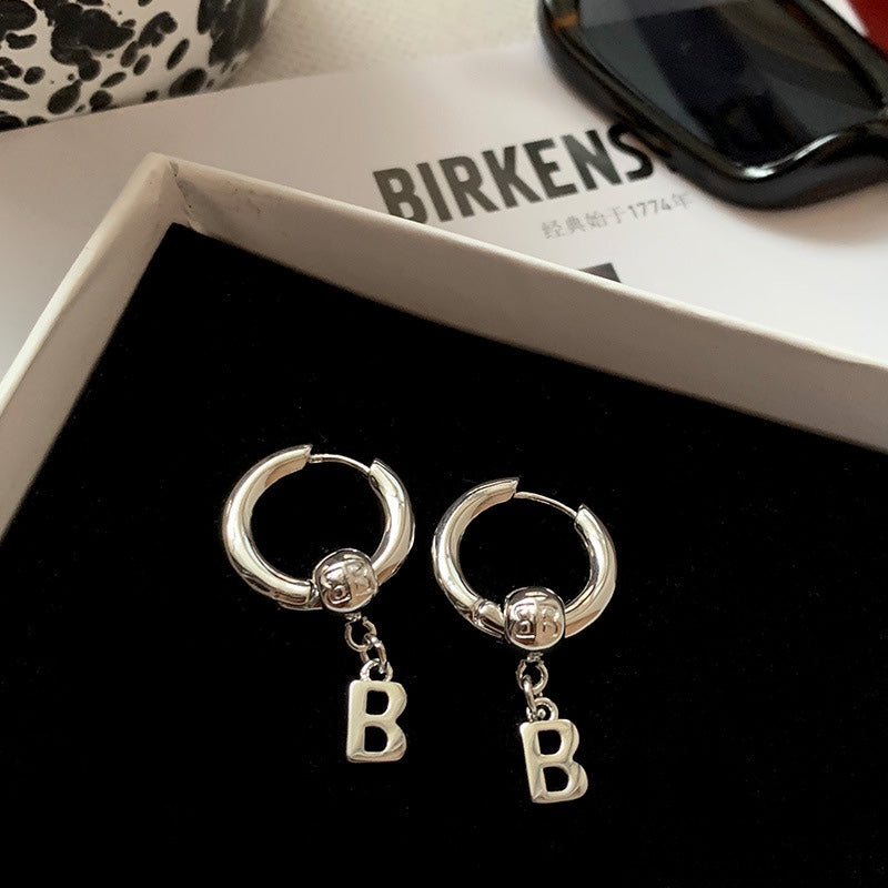 Geometric Brass Hip-Hop Letter B Earrings, Retro Ear Cuff
