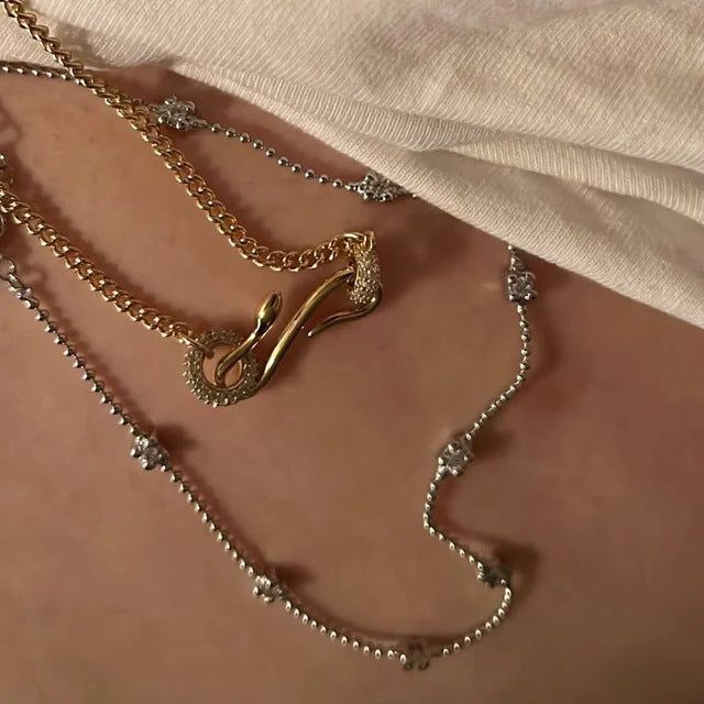 Serpent Design Zirconia Pendant Necklace