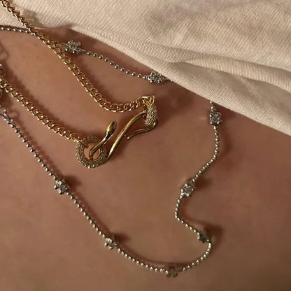 Serpent Design Zirconia Pendant Necklace